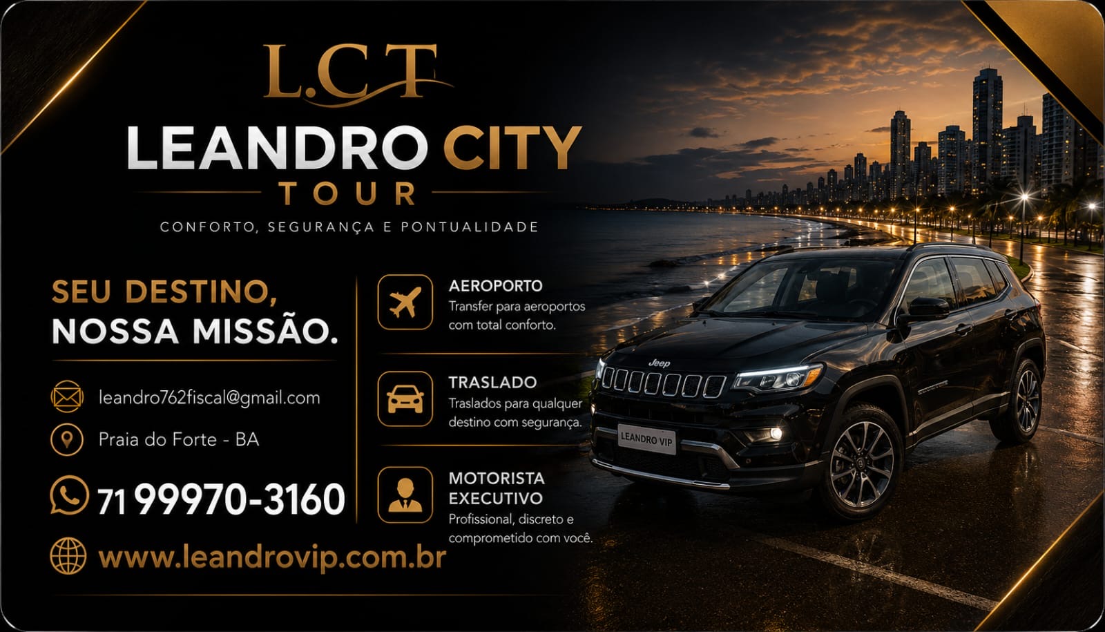 Cartão institucional da L.C.T Leandro City Tour